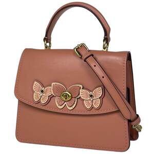 Coach 2-Way Leather Handbag with Chain Shoulder Bag, Pink, Women's